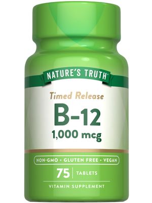 Nature&#39;s Truth B12 Vitamin Supplement | 1000 mcg | 75 Timed Release Tablets | Vegan, Non-GMO &amp; Gluten Free