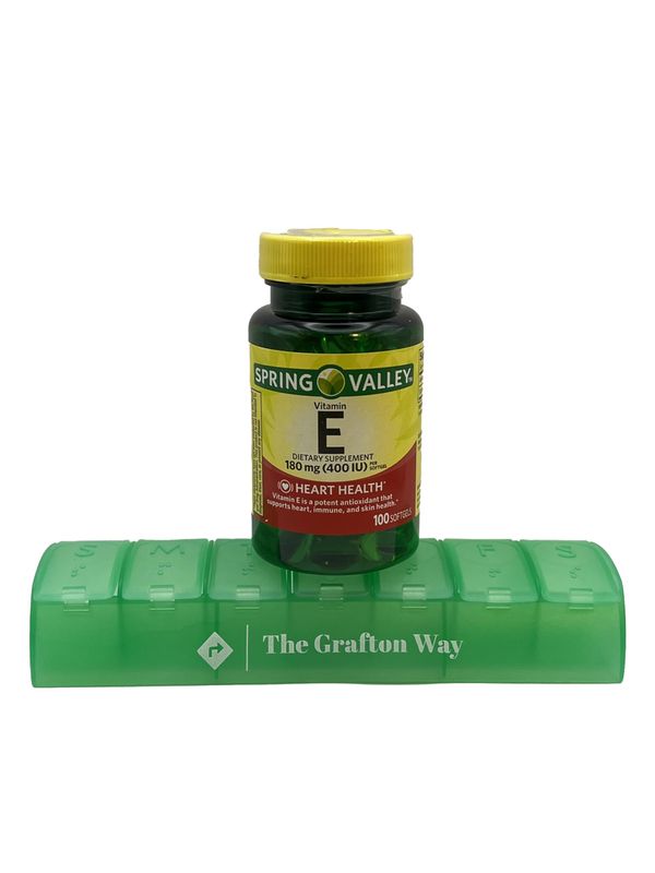 Spring Valley Vitamin E Dietary Supplement, 180 mg, 100 Count with Complimentary Grafton Way Pill Organizer