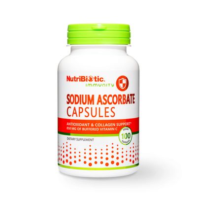 NutriBiotic - Sodium Ascorbate Buffered Vitamin C Capsules, 100 Ct | Vegan, Non-Acidic &amp; Easier on Digestion Than Ascorbic Acid | Essential Immune Support &amp; Antioxidant Supplement | Gluten &amp; GMO Free
