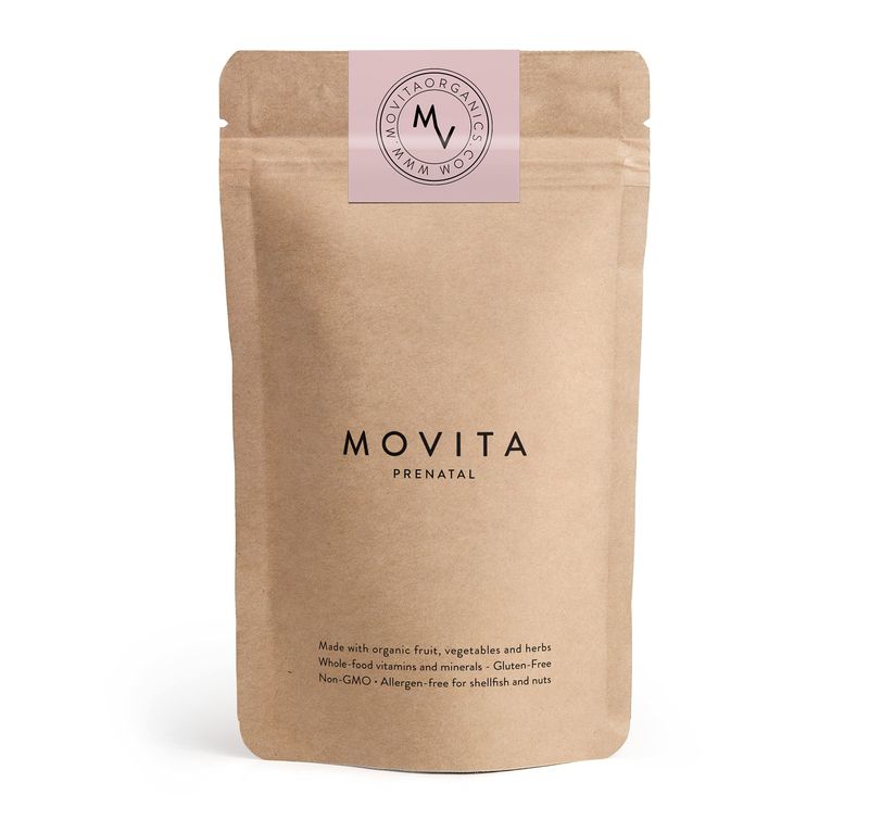 Movita Prenatal Multivitamin - Organic Fermented Whole Foods for Healthy Pregnancy, Fetal Development &amp; Postnatal Support - Vegan, Gluten-Free, Non-GMO, 30-Day Supply (Eco-Friendly Refill Pouch)