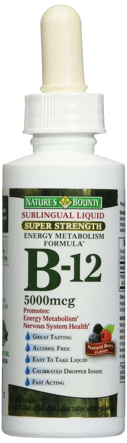 Nature&#39;s Bounty B-12 5000 mcg Sublingual Liquid Energy Health, 2 Fl Oz (Pack of 3)