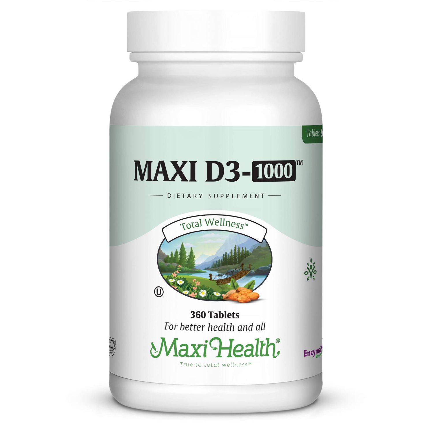 Maxi-Health Vitamin D3 1000 IU - for Healthy Muscle Function, Bone Health and Immune Support - 360 Tablets - Best Kosher Supplement for Adults