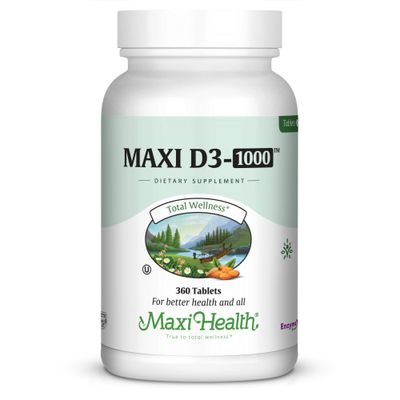 Maxi-Health Vitamin D3 1000 IU - for Healthy Muscle Function, Bone Health and Immune Support - 360 Tablets - Best Kosher Supplement for Adults