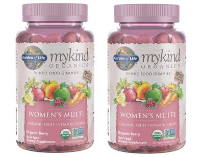 LAURALS Women&#39;s Multi Whole Food, Organic Vitamin Chews in Delicious Organic Berry (120 Vegan Gummy Drops) Pack of 2 Y