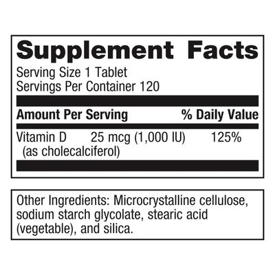 Metagenics D3 1000 - Vitamin D Supplement - Bone Density &amp; Immune Support* - Tooth Integrity* - Non-GMO &amp; Gluten Free - 120 Tablets