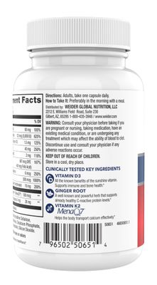 Weider Artery Health for Heart, Immune and Bone Support with Vitamin K2 (180mcg) &amp; Vitamin D3 (5000iu), 30 Veggie Capsules