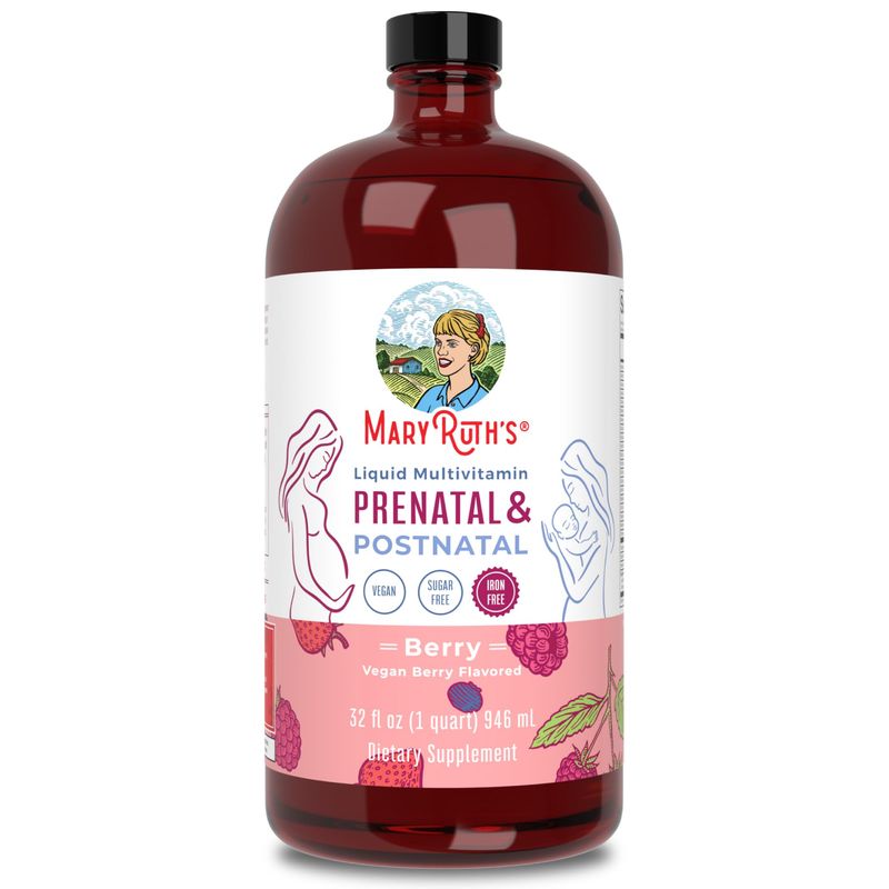 MaryRuth Organics Postnatal &amp; Prenatal Vitamins for Women | Sugar Free | Womens Multivitamin for Pre-Conception, Pregnancy &amp; Nursing | Ginger | Selenium | Folate | Vegan | Non-GMO | Gluten Free | 32oz