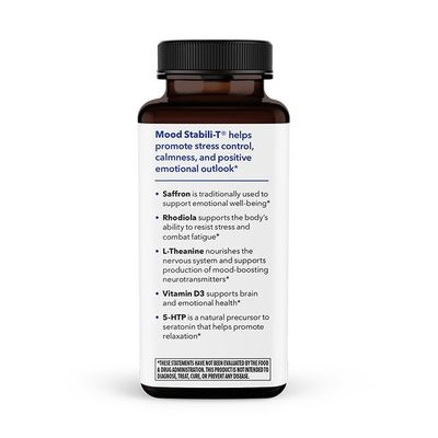 LifeSeasons Mood Stabili-T - Emotional Support - Stabilizes &amp; Balances Mood - Evokes Calmness Relaxation &amp; Happiness - Stress Relief + Relax Mind - Rhodiola, Ginkgo Biloba &amp; Vitamin D3-60 Capsules