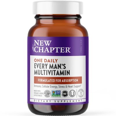 New Chapter Men&#39;s Multivitamin for Immune, Stress, Heart + Energy Support with Fermented Nutrients - Every Man&#39;s One Daily, Made with Organic Vegetables &amp; Herbs, Non-GMO, Gluten Free - 72 ct