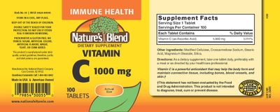Nature's Blend Vitamin C 1000 mg 100 Tablets