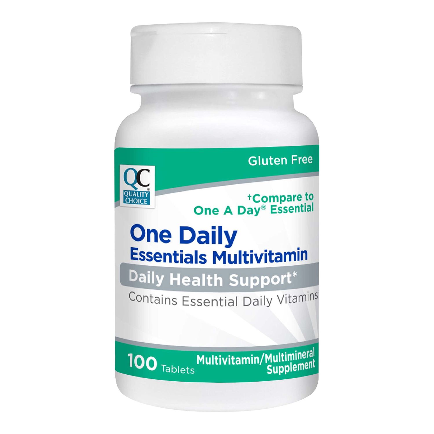Quality Choice One Daily Essentials Multivitamin Daily Health Support Multivitamin &amp; Multimineral Supplement, 100 Tablets per Bottle