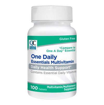 Quality Choice One Daily Essentials Multivitamin Daily Health Support Multivitamin &amp; Multimineral Supplement, 100 Tablets per Bottle