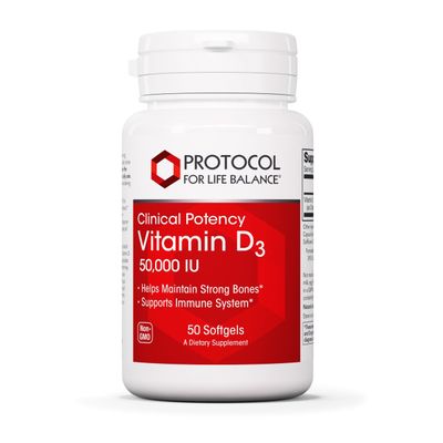 Protocol Vitamin D3 50000 IU - Immune Support, Healthy Bones and Teeth - 50 Softgels