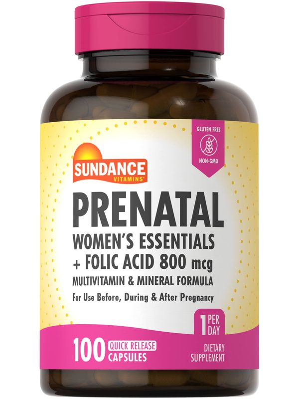 Sundance Prenatal Multivitamin | with Folic Acid | 100 Quick Release Capsules | 800 mcg | Non-GMO, Gluten Free Supplement for Women