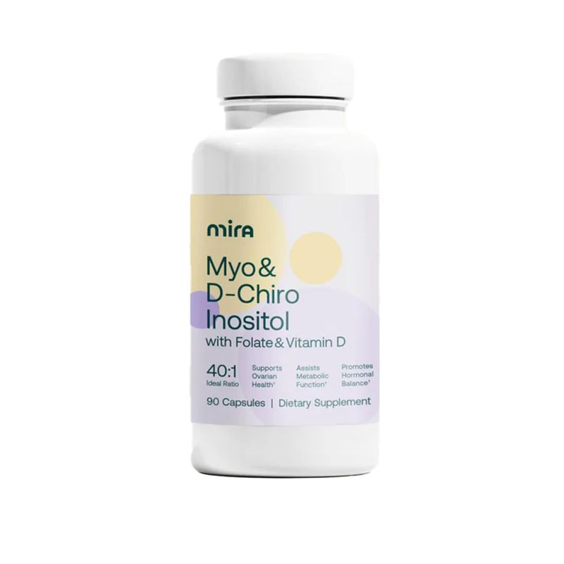 MIRA PCOS Supplement, Myo Inositol &amp; D-Chiro Inositol 40:1 Ratio, Vitamin D3, Vitamin B9, Promotes Hormonal Balance, Supports Ovarian Health &amp; Metabolism, 90 Capsules (30 Servings), 1 Bottle