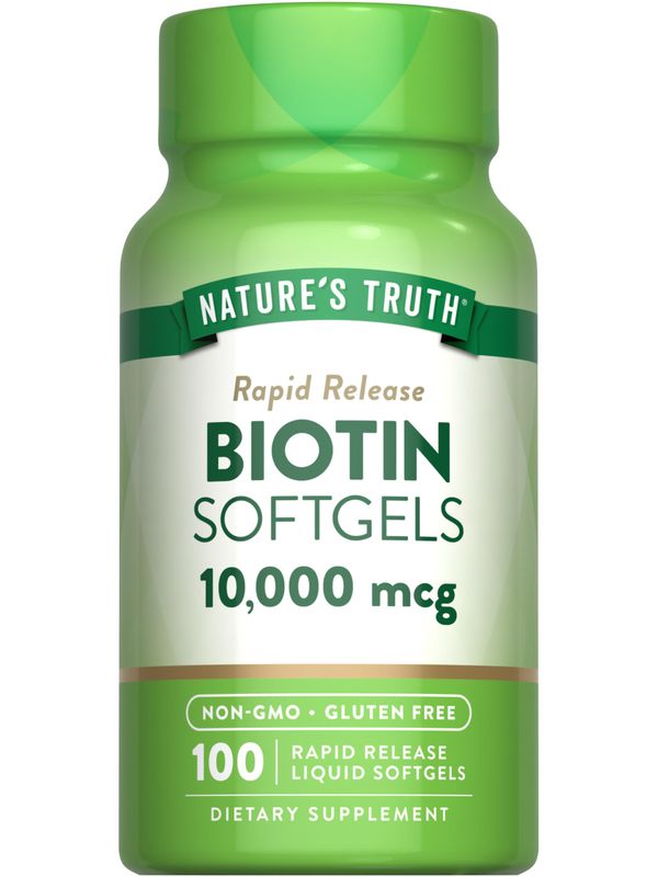 Nature's Truth Biotin 10,000mcg | 100 Softgels | Non-GMO Gluten Free Supplement