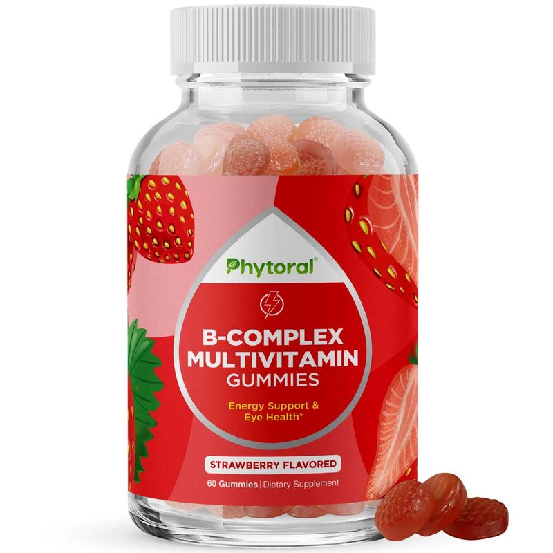 Vitamin B Complex Gummies for Adults - Natural Energy Gummies with Vegan B Complex Vitamins for Energy Boost Eye Care and Brain Focus Aid -Super Vitamin B Complex Gummy Vitamins for Adults and Kids