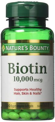 Nature&#39;s Bounty Biotin 10,000 mcg, Rapid Release Softgels 120 ea ( Pack of 2)
