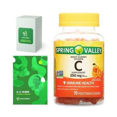 Spring Valley Vitamin C Gummies, 250 mg, 70 Count + Vitamins &amp; Minerals - A to Z - Better Light&amp;Spring Guide (1 Pack 70 Count)