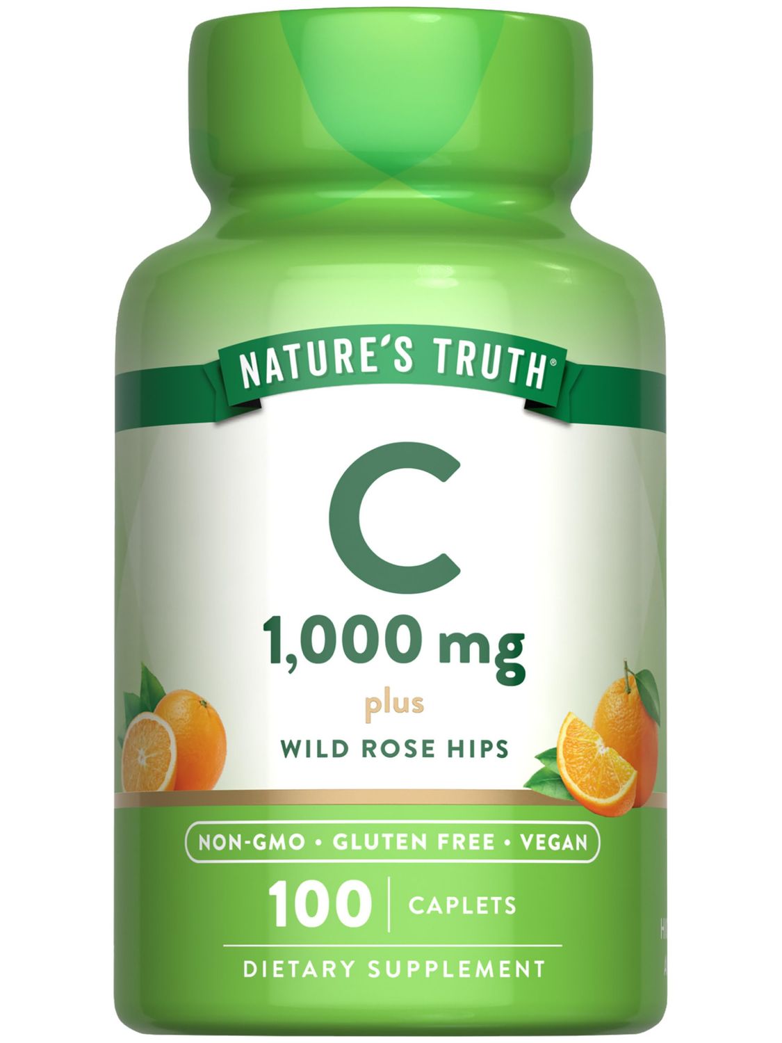 Nature&#39;s Truth Vitamin C with Rose Hips 1000 mg | 110 Caplets | Vegan, Non-GMO, &amp; Gluten Free Supplement