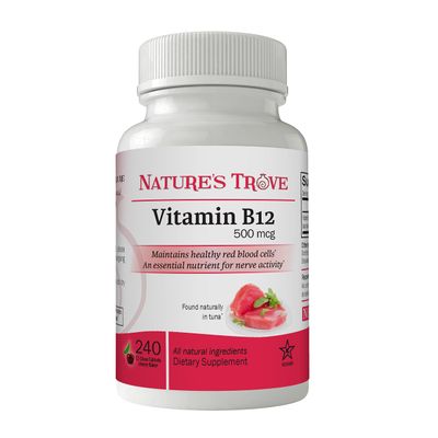 Vitamin B12 500 mcg by Nature&#39;s Trove - 240 EZ Chew Tablets Cherry Flavor
