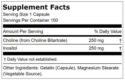 Lindberg Choline Inositol 500mg | 100 Capsules | B-Complex Formula | Non-GMO, Gluten Free Supplement