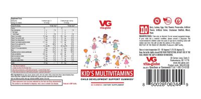 VitaGlobe Kids Complete Multivitamin Gummy - Vitamins A, C, E, D10, B6, B12, 120 Count (Pack of 2)