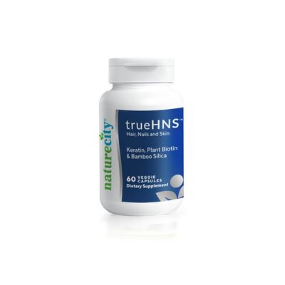NatureCity True-HNS Hair Nails and Skin Cynatine Keratin and Plant Based Biotin Vitamin Supplement | Fuller and Stronger Hair and Nails | Non GMO | 60 Veggie Capsules