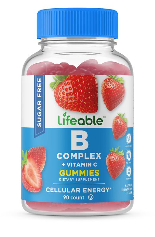 Lifeable Sugar Free Vitamin B Complex Gummies | B-Complex with Vitamin C | Great Tasting VIT B Complex Vitamins | Energy and Nerve Support | B Vitamins Complex for Women, Men, Adults | 90 Gummies