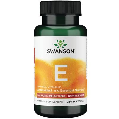 Swanson Natural Vitamin E - Natural Supplement Supporting Heart Health &#39;&amp;&#39; Tissue Protection - Essential Nutrient Promoting Overall Health &#39;&amp;&#39; Wellness 200 Iu (134.2 Milligrams) 250 Sgels