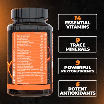 Huge Multi, Multivitamin for Men, High-Performance All-in-One Formula for Athletes, Vitamin &amp; Mineral Replenishment, Supports Immune System &amp; Healthy Hormone Levels (120 Capsules)