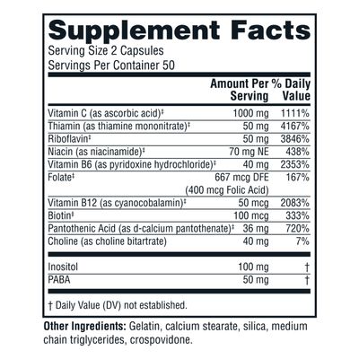 Twinlab Stress B-Complex Caps - Complete B-Complex &amp; 1000 mg Vitamin C - Energy Support Supplement with Vitamin B12 and B6-100 Capsules