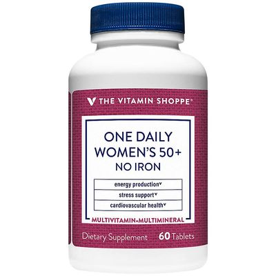 The Vitamin Shoppe One Daily Women&#39;s 50+ Multivitamin with No Iron, Multi-Mineral Supplement, Supports Energy Production, Supports Cardiovascular, Vision and Immune Health (60 Tablets)