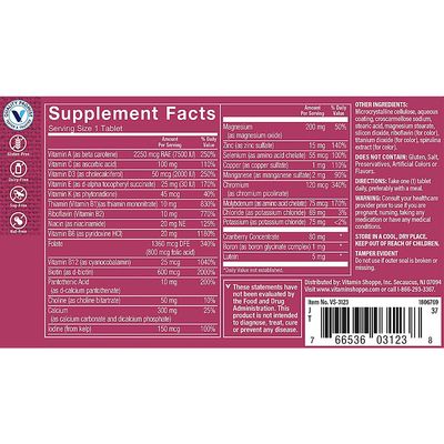 The Vitamin Shoppe One Daily Women's 50+ Multivitamin with No Iron, Multi-Mineral Supplement, Supports Energy Production, Supports Cardiovascular, Vision and Immune Health (60 Tablets)