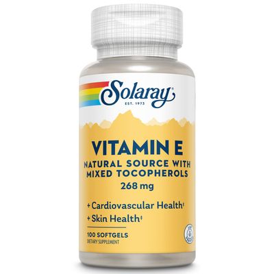 Solaray Vitamin E d-Alpha Tocopherol 268mg (400 IU) | Heart &amp; Skin Health, Antioxidant Activity Support | 100ct