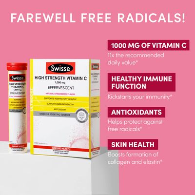 Swisse Effervescent Vitamin C 1000mg Dissolvable Vitamin C Powder Tablets | Immune Support Supplement and Antioxidant | VIT C Supports Immunity Health * | Ascorbic Acid Vitamin C Drink | 60 Tablets