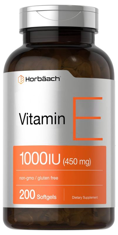 Horbach Vitamin E 1000 IU Softgel Capsules | 200 Count | Non-GMO, Gluten Free, Preservative Free | Vitamin E Oil