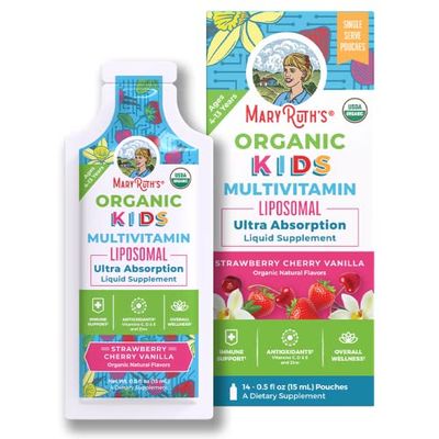 MaryRuth Organics Multivitamin for Kids, Sugar Free Kids Multivitamin, Liquid Vitamins for Kids, Immune Support Supplement, Cognitive Health &amp; Overall Wellness, USDA Organic, Vegan, Non-GMO, 1 Serving
