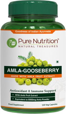 Pure Nutrition Amla Extract 1000mg. (Equivalent to 8000mg Amla Fruit Powder) Non GMO | 120 Veg Caps.