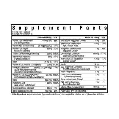 Seeking Health Multivitamin One - Supplement with Zinc, Vitamin B12, & Vitamin A - Magnesium-Free Formula - Multivitamin Supports Methylation & Healthy Aging - 45 Capsules