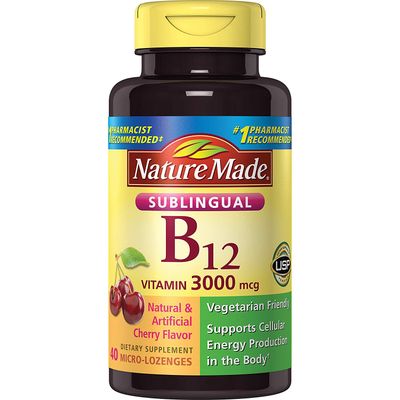 Nature Made Vitamin B-12 3000mcg, Sublingual Lozenges, Cherry 40 ea (Pack of 2)