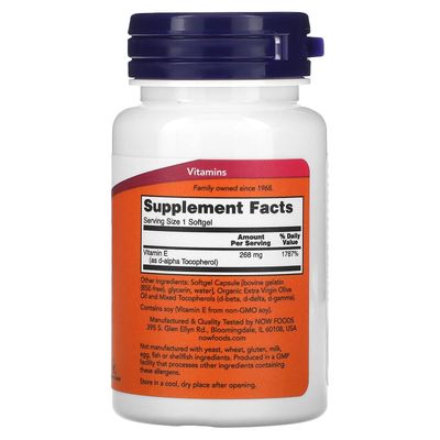Now Foods E-400, 268 mg (400 IU), 50 Softgels