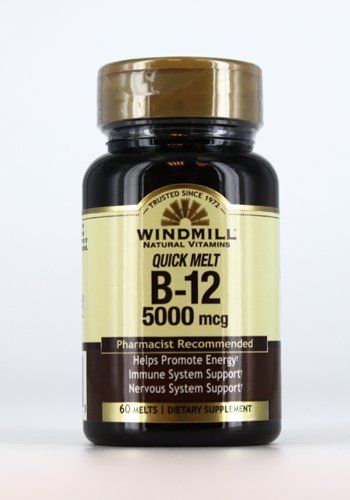 Windmill Quick Melt Vitamin B-12 5000 MCG Dietary Supplement, 60 Count (3)
