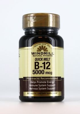 Windmill Quick Melt Vitamin B-12 5000 MCG Dietary Supplement, 60 Count (3)