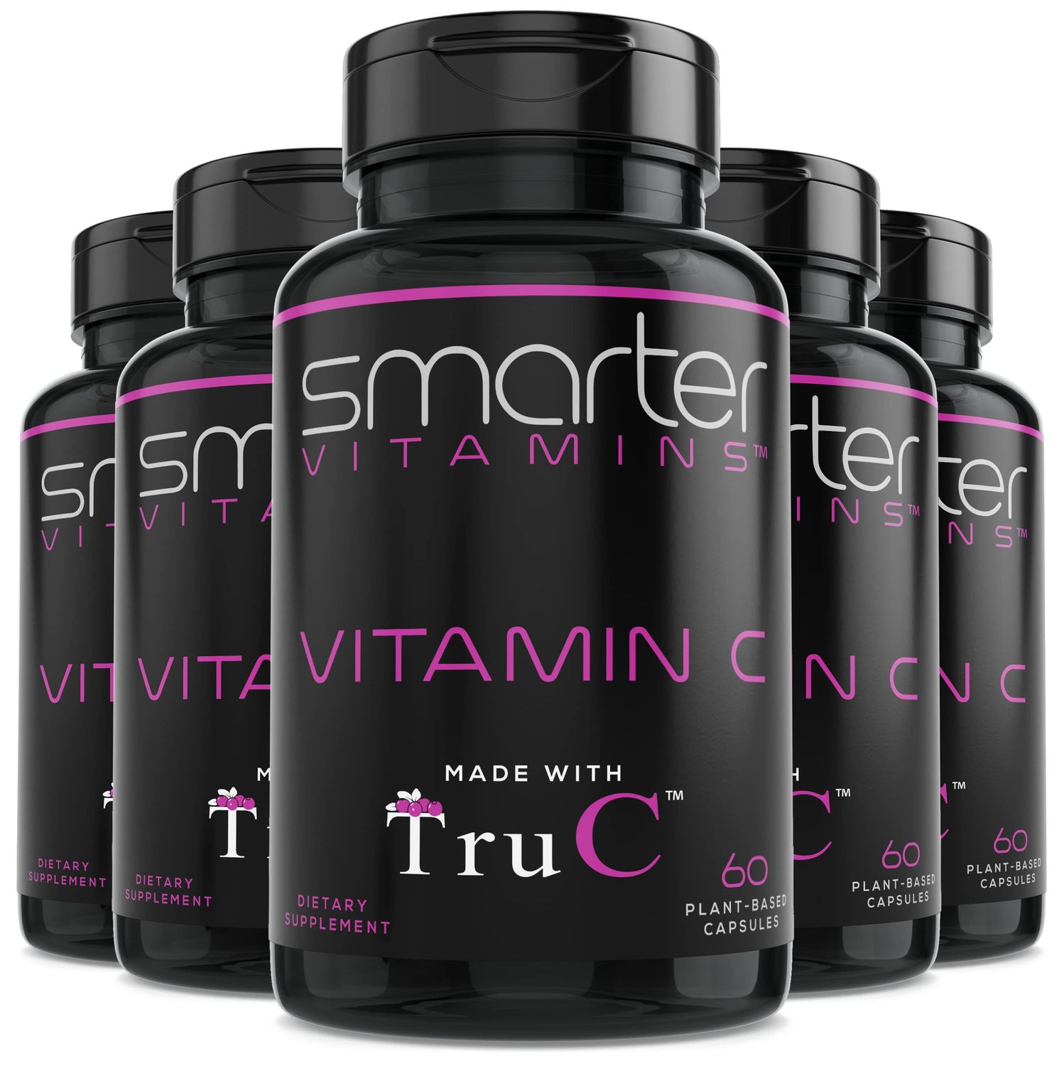 (5 Pack) Raw Whole Food Vitamin C Natural Immune Support from Berries, Premium Antioxidants, Bioflavonoids &amp; Polyphenols, 300 Vegan Capsules