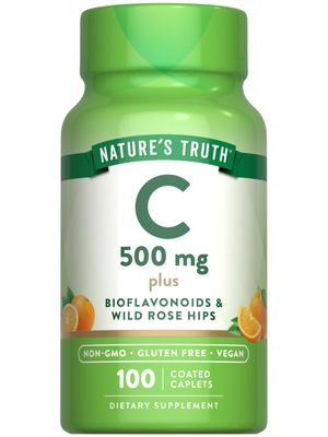 Nature&#39;s Truth Vitamin C with Rose Hips and Bioflavonoids | 500mg | 100 Caplets | Vegan, Non-GMO &amp; Gluten Free