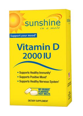Sunshine Vitamin D 2,000 IU Quick Melts, Fast Release, Healthy and Strong Bones, 60 Servings