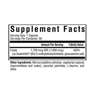 Seeking Health L-5-MTHF, Supports Healthy Methylation, Easily Absorbed Methyl Folate Supplement, MTHFR Support Supplement, 1,700 mcg DFE, Vegetarian (60 capsules)