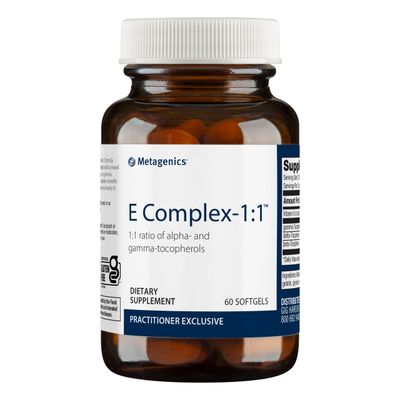 Metagenics E Complex-1:1 - Tocopherol Vitamin E Blend - High Potency Vitamin E - Antioxidants Supplement* - with Gamma-, Delta- &amp; Beta-Tocopherols - Gluten-Free - 60 Softgels