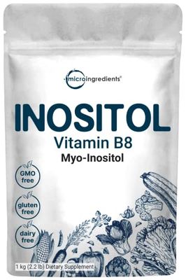 Pure Inositol Powder, Myo-Inositol B8 Powder, 1KG (2.2 Pounds), Strongly Supports Liver Health &amp; Antioxidant, Super Inositol for Hair and Inositol for Sleep, Non-GMO and Vegan Friendly